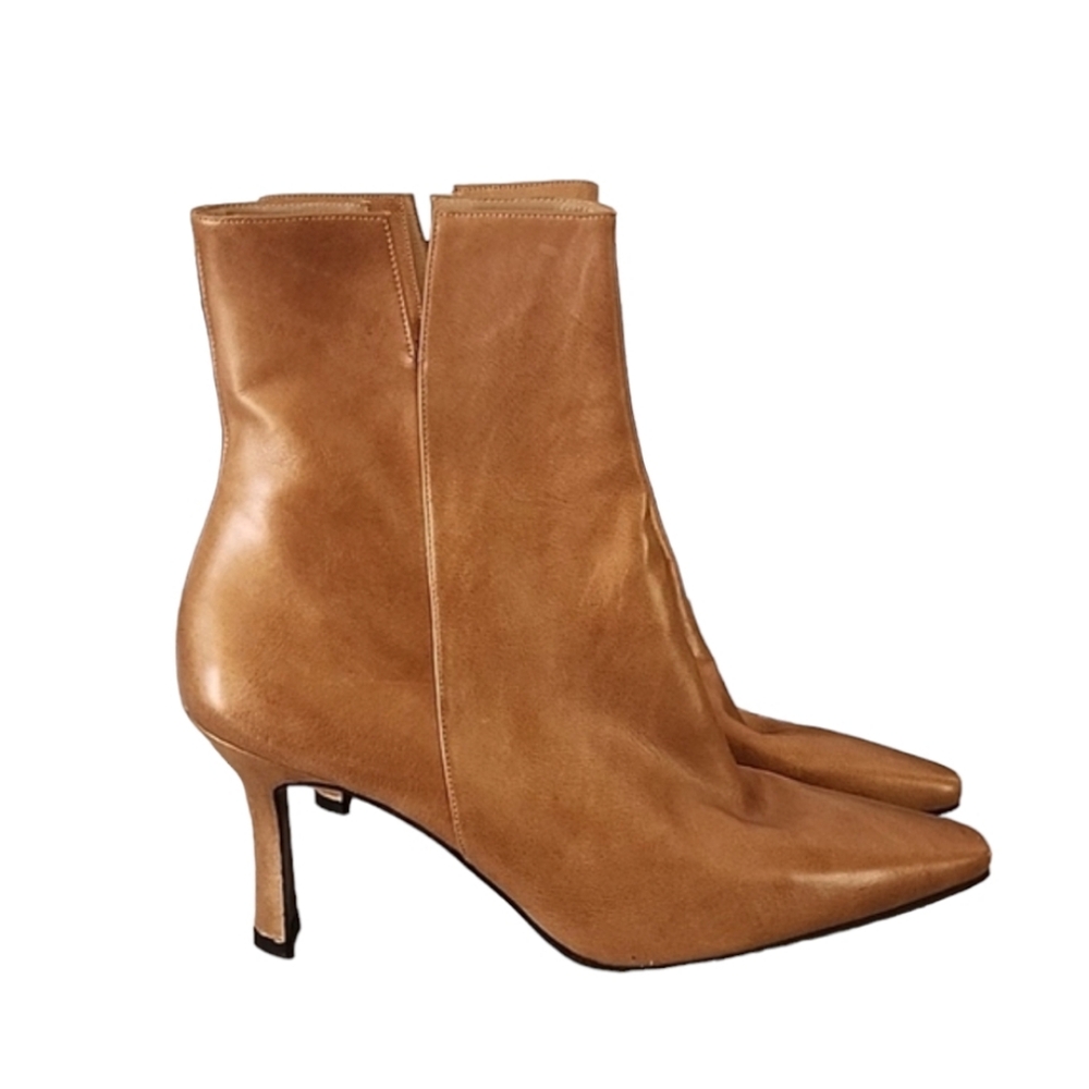STUART WEITZMAN VINTAGE Metallic Gold Leather Boots 9.5 Pointed Toe Heel RARE - Picture 5 of 17